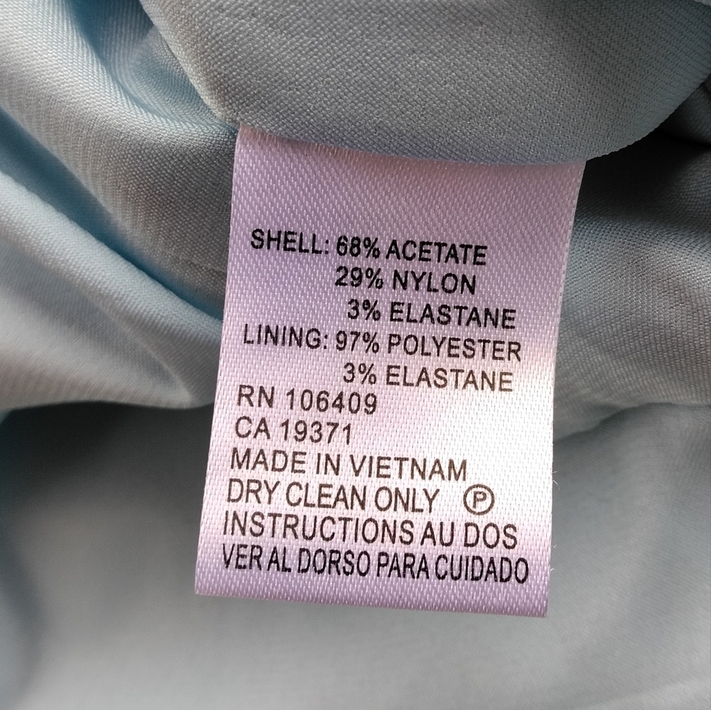 Tahari Powder Blue Collared Neckline Ruched Side Satin Cocktail Dress Size 2 - Picture 9 of 9